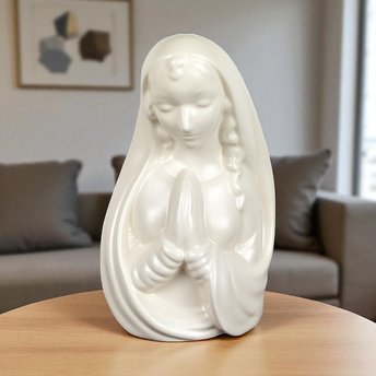 Vintage Haeger Pottery Madonna Planter, White Ceramic Planter, Religious Figurine, Mid-Century Modern Decor