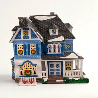 1996 Dept 56 Shingle Victorian House, Snow Village Collectible, Lighted Christmas Village Display, Holiday Home Decor Gift