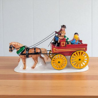 Vintage Dept 56 Buckboard Accessory, Snow Village Horse and Wagon Figurine, Holiday Village Display Piece, Collector Gift