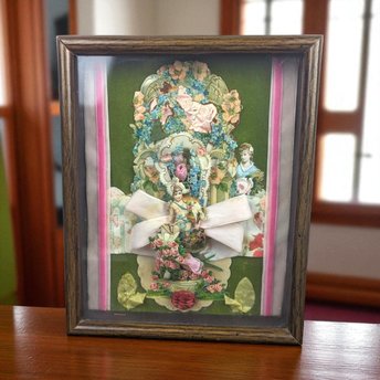 Vintage Shadow Box | Collage Art | Victorian Scrapbook | Valentine Decor | Ephemera
