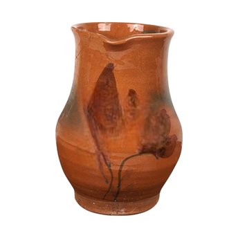 Vintage Handmade Stoneware Pitcher, Rustic Home Decor, Brown Pottery, 7.5 Inches, Country Farmhouse Style