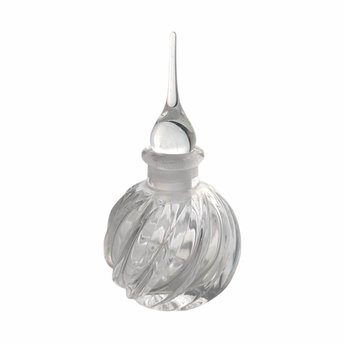 Vintage Clear Glass Perfume Bottle, Swirled Design, Decorative Bottle, Gift for Her, Vanity Decor, Collectible Perfume Bottle