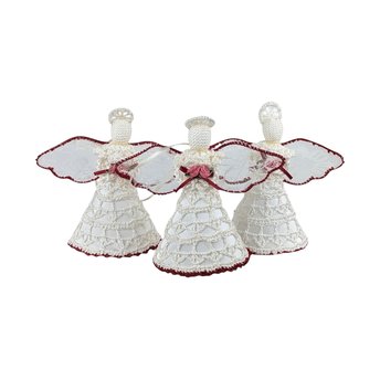 Set of 3 Vintage Handmade Angel Ornaments, Crochet Angels, Christmas Decor, Holiday Ornaments, Gift