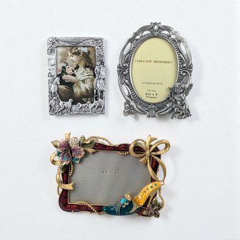 Vintage Photo Frames, Set of 3, Metal Picture Frames, Cherub Frame, High Heel Shoe Frame, Horseback Frame, Eclectic Decor, Home Decor