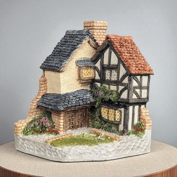 1994 David Winter Cottages 15 Lawnside Road Corner Figure, Hand Painted, English Cottage Decor, Gift for Miniature Collectors, 4 Inches