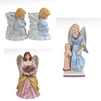 Vintage Ceramic Angel Figurine Lot, Homco, Lefton, Praying Candle Holders, Angel Collector Gift, Religious Decor