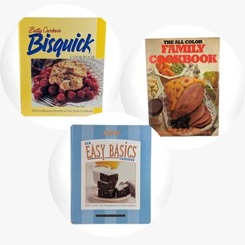 Vintage Cookbook Trio, Betty Crocker Bisquick, All Color Family, Sunset Easy Basics, 1970s-2000s Recipes, Collectible Cookbooks
