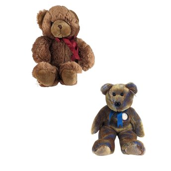 Vintage Teddy Bear Lot, 1994 Mary Meyer Brown Plush & Ty Chubby III Beanie, Collectible Toys, Gift for Child, Nostalgic Decor