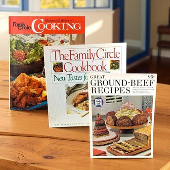 Vintage Family Circle Cookbook Lot, 1960s Ground Beef Recipes, 1972 Illustrated Cooking, 1992 New Tastes, Cookbooks for Home Chefs