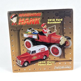 Vintage 1999 ERTL Hardware Hank Diecast Car Set - 1918 Ford Runabout & 1950 Chevy Panel Van Collectibles