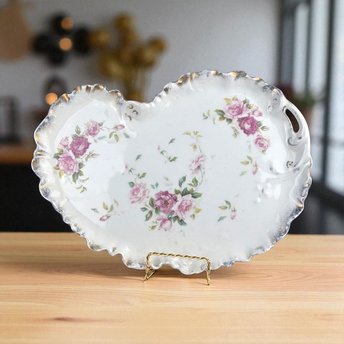 Antique Limoges W.G Floral Porcelain Platter - French Dresser Tray Vanity Decor