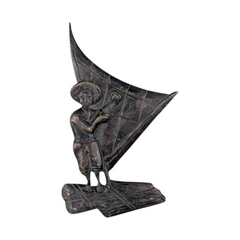 Vintage Carved Wood Sailor on Sailboat Wall Hanging, Nautical Decor, Gift for Him, Boating Enthusiast, Man Cave Art, 18 Inch