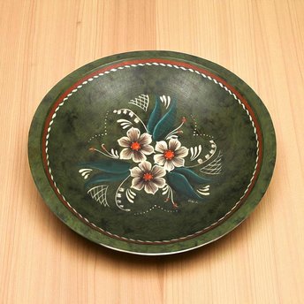 Hand Painted Wooden Bowl, Decorative Bowl, Floral Design, Art Bowl, Centerpiece Bowl, Serving Bowl, Wooden Decor