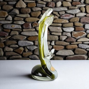 Icet Venezuela Murano Glass Praying Figurine, Green Art Glass Sculpture, Religious Figurine, Vintage Home Decor
