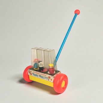 Vintage 1969 Fisher Price Happy Hoppers Push Toy - Classic Toddler Walking Toy - Collectible Mid Century Modern Toy