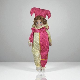 Vintage Artmark Jester Doll | Porcelain Jester Doll with Painted Face | Collectible Doll | 18 Inches Tall