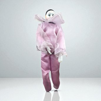 Vintage Pierrot Clown Doll in Pink | Porcelain Clown Doll | Collectible Doll | 16 Inches Tall