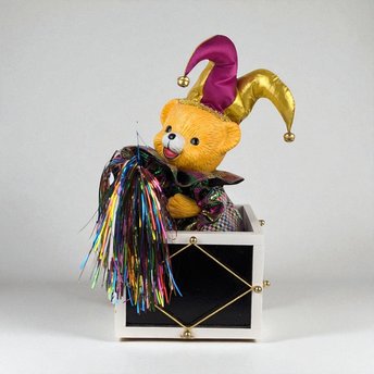 Vintage San Francisco Music Box Jester Bear: Animated Musical Toy