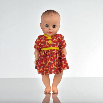 Vintage Eegee Baby Doll: 14.5" Red Floral Dress, Moving Limbs