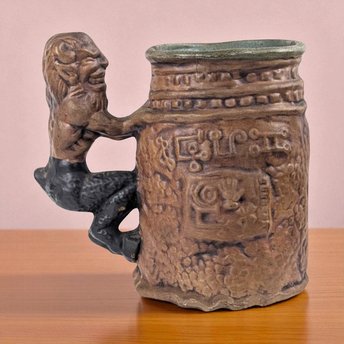 1971 Rumph Handmade Mug, Unique Handle, Collectible Stoneware, Gift for Art Lovers, Unique Drinkware