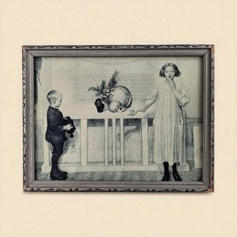 Vintage Swedish Mourning Print, Framed Art, Children, Symbolic Art, Antique Decor, Small Wall Art, Unique Gift, Historical Print