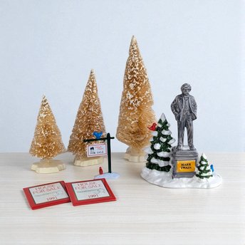 Vintage Dept 56 Village Accessories, Dept 56 Snow Village, Dept 56 Snowbabies, Mark Twain Statue, Frosty Pines Trees, Christmas Village
