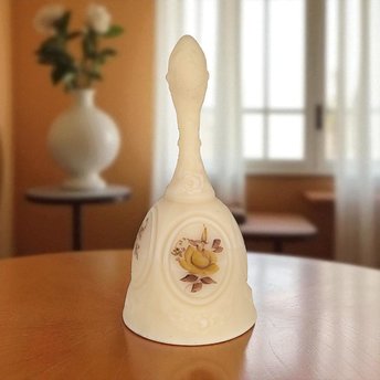 Vintage Fenton Chocolate Rose Cameo Satin Glass Bell, Handpainted Pam Bibbee, Collectible Fenton Glass, Gift for Fenton Collector
