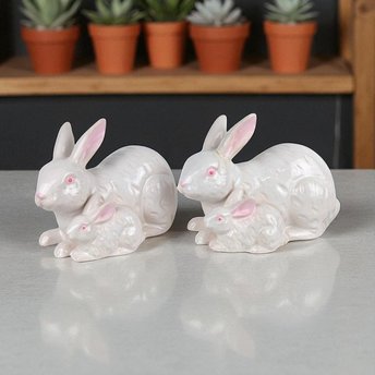 Vintage Rosenthal Netter Ceramic Bunny Pair, Figurine, Spring Decor, Gift for Rabbit Lover