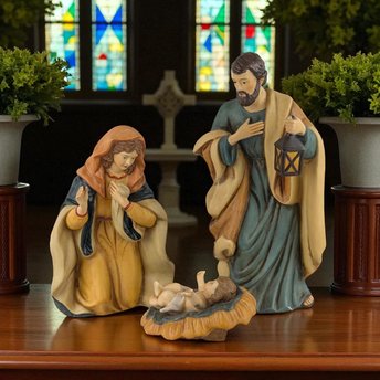Vintage Kurt Adler Porcelain Nativity Set, 3 Piece Holy Family, Christmas Decor, Religious Gift