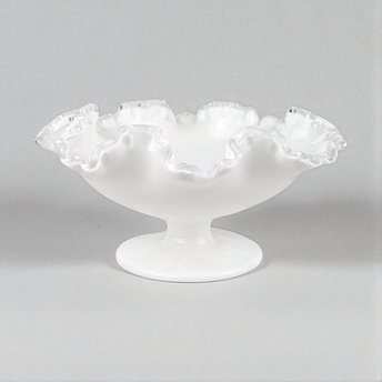 Vintage Fenton Silvercrest Milk Glass Ruffled Candy Dish