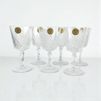 Vintage Crystal D'Arques Water Goblets, Set of 6, Taille Combourg, 25.5cl, French Crystal Glasses, Elegant Tableware, Gift for Entertaining