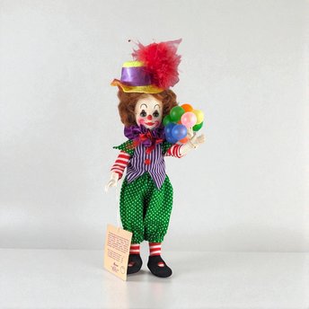 Vintage Effanbee Here Comes The Clowns Clarence Figure, 11 Inch Clown Doll, Collectible Clown Figurine, Gift for Clown Collector