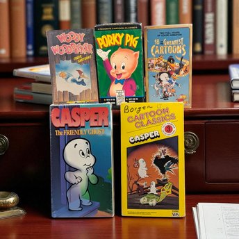 Vintage Cartoon VHS Lot, Casper, Porky Pig, Woody Woodpecker, 90s Nostalgia, Classic Cartoons, Animation, Collectible VHS