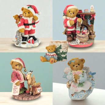 Vintage Cherished Teddies Figurines, Christmas Bears, Collectible Figurines, 1990s-2000s, Gift for Collector, Holiday Decor