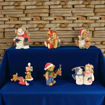 Vintage Cherished Teddies Figurines, Christmas Ornaments, Collectible Bears, 1990s-2000s, Gift for Collector, Nostalgic Decor