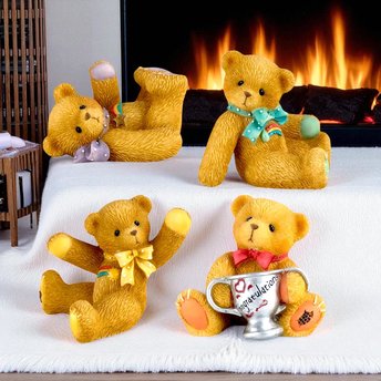 Cherished Teddies Mini Bear Figurines, 1998-1999, Tumbling Teddies, Collectible Resin Bears, Gift for Teddy Bear Lovers