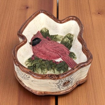 1999 St. Nicholas Square Cardinal Candy Dish, Ceramic Bird Dish, Vintage Holiday Decor, Gift for Bird Lover