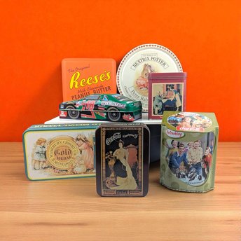 Vintage Collectible Tins - Hershey Reese's, Beatrix Potter, Coca Cola, & More - Decorative Storage, Gift for Collector