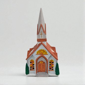 1989 Rex and Lee Ceramic Church Building, Vintage Village Display Piece, Hand-Painted Church Decor, Holiday Village Addition