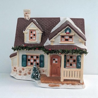 1994 Seasonal Specialties Village House, Christmas Valley Collection, Lighted Holiday Village Decor, Ceramic Christmas House