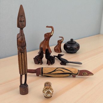 Vintage Wood Carved Animals, Possum Carving, Russian Doll, Lidded Jar, African Figurine, Home Decor, Gift Ideas