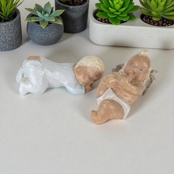 Vintage Chalkware Babies, Pair of Baby Figurines, Nursery Decor, Vintage Baby Doll, Collectible Figurines, Unique Gift