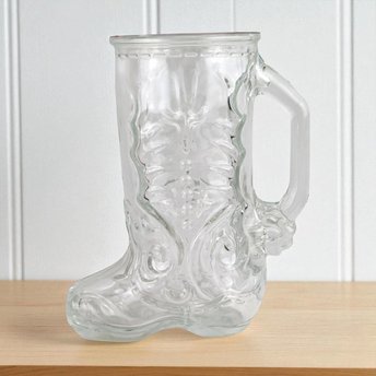 Vintage Glass Cowboy Boot Stein: Western Style Barware