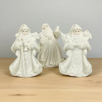 Vintage Bisque Santa Figurines - K's Collection Christmas Decor, Set of 3