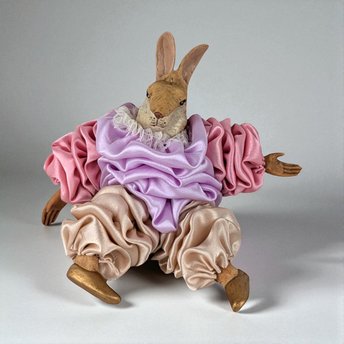 Vintage Anthropomorphic Rabbit Ornament, 6" Height, Victorian Style Dress, Easter Decor, Spring Gift, Collectible Figurine