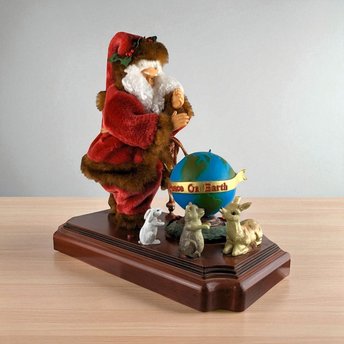 Vintage Gemmy Animated Santa with Globe | Musical Christmas Decor | "Peace on Earth" Santa | Holiday Display