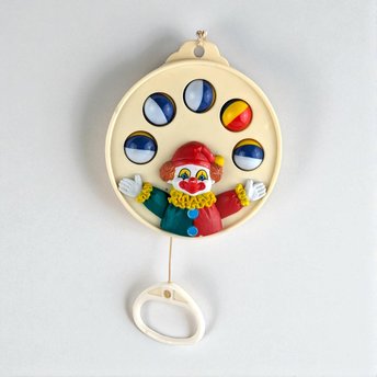 Vintage Clown Musical Pull Toy, Baby Toy, Toddler Toy, Clown Toy, Musical Toy, Developmental Toy