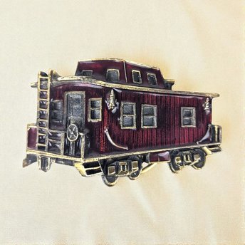 Vintage 1976 Chicago Caboose Belt Buckle | Brass and Enamel Buckle | Train Memorabilia | Gift for Train Enthusiast
