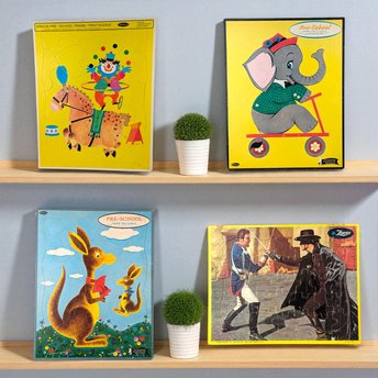 Vintage Preschool Tray Puzzles, 1960s Whitman Circus, Elephant, Kangaroo Puzzles, Jaymar Zorro Puzzle, Kids Room Decor, Nostalgic Toys