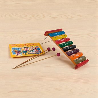 Vintage Taiyo Melody Xylophone, 8.5" Long, 3 Drumsticks, Music Sheet, Collectible Toy, Musical Instrument, Gift for Child